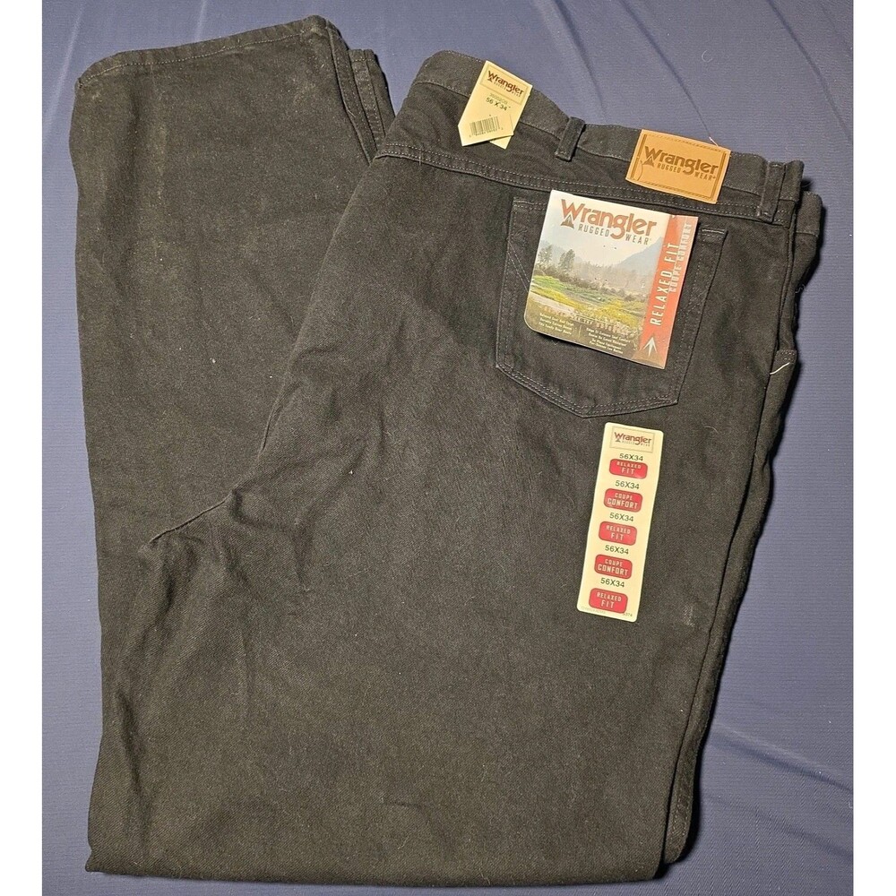 Wrangler Rugged Wear Relaxed Fit Black Jeans 56 X 34